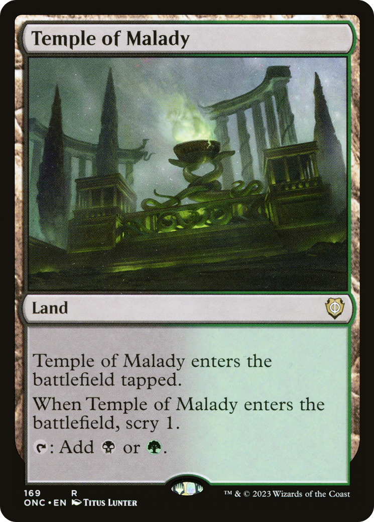 Temple of Malady [Phyrexia: All Will Be One Commander] | Jomio and Rueliete's Cards and Comics