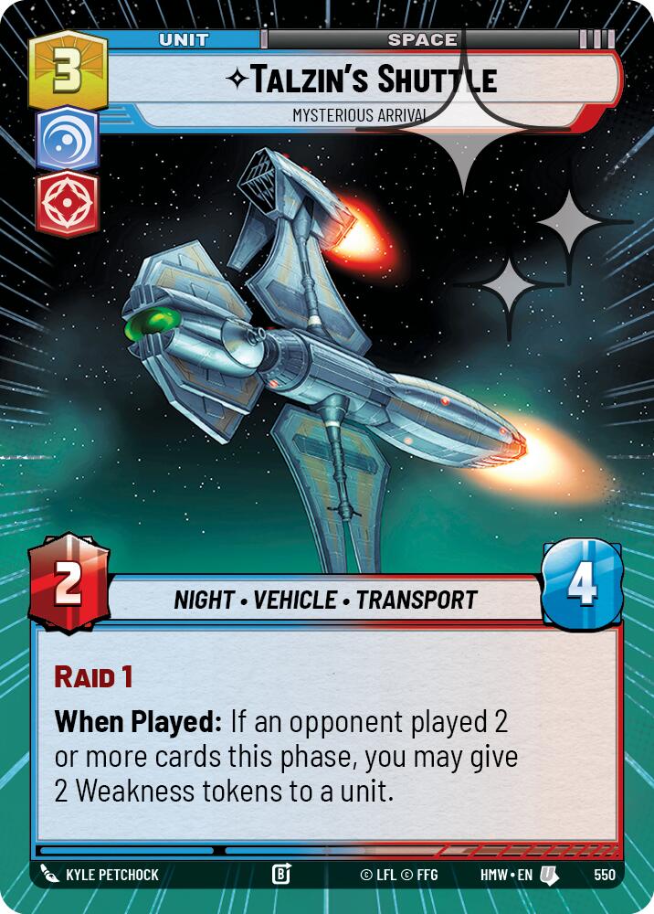 Talzin's Shuttle - Mysterious Arrival (550) (Hyperspace Foil) (550) [Homeworlds] | Jomio and Rueliete's Cards and Comics