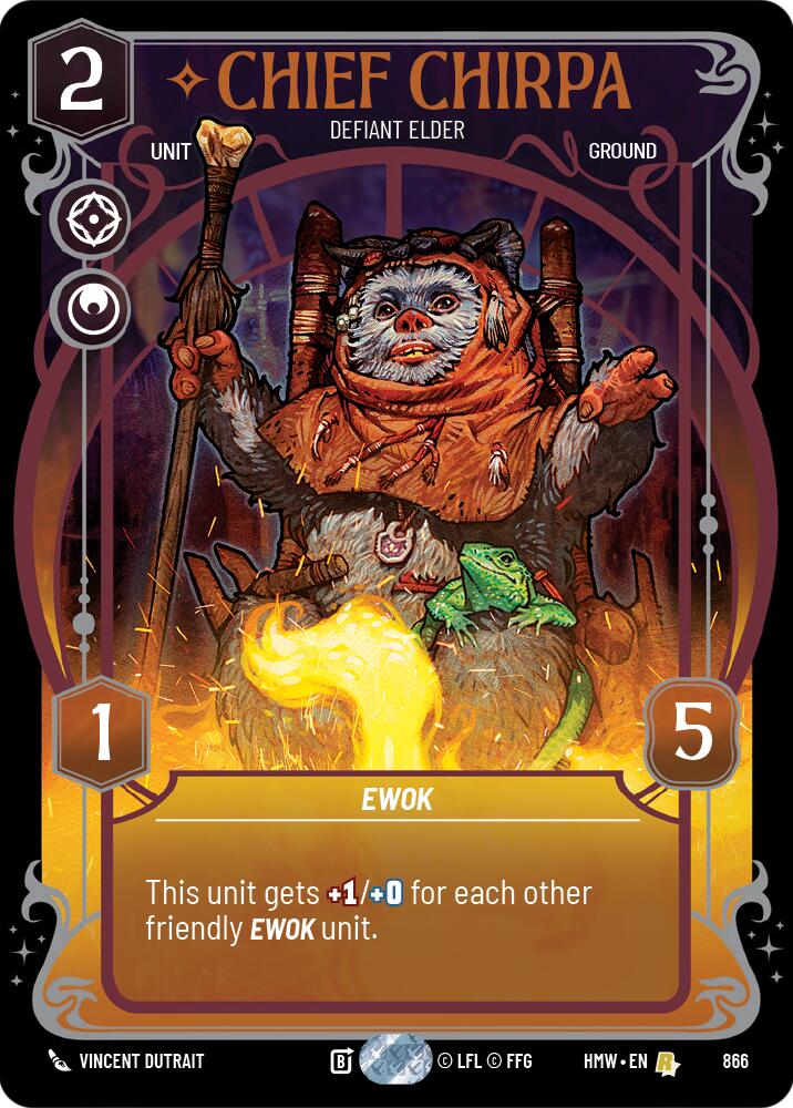 Chief Chirpa - Defiant Elder (866) (Prestige Foil) (866) [Homeworlds] | Jomio and Rueliete's Cards and Comics