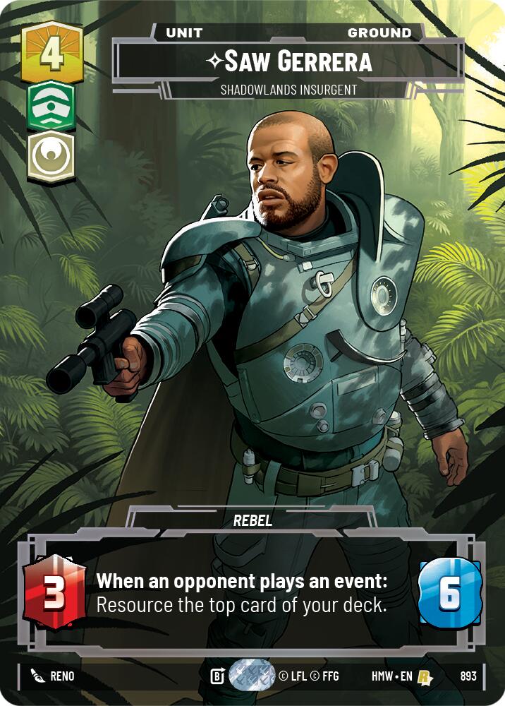 Saw Gerrera - Shadowlands Insurgent (893) (Prestige Foil) (893) [Homeworlds] | Jomio and Rueliete's Cards and Comics
