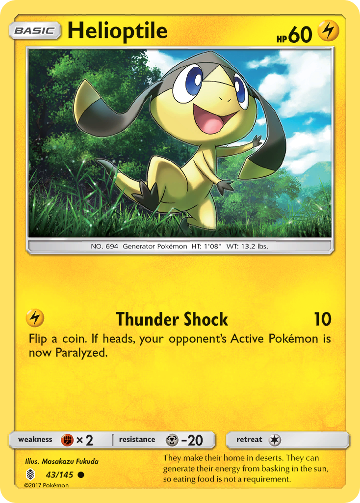 Helioptile (43/145) [Sun & Moon: Guardians Rising] | Jomio and Rueliete's Cards and Comics