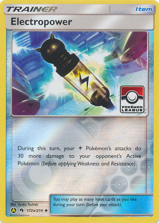 Electropower (172a/214) (League Promo) [Sun & Moon: Lost Thunder] | Jomio and Rueliete's Cards and Comics