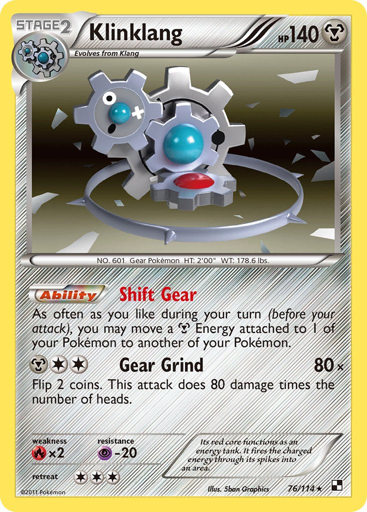 Klinklang (76/114) (Cracked Ice Holo) (Blister Exclusive) [Black & White: Base Set] | Jomio and Rueliete's Cards and Comics