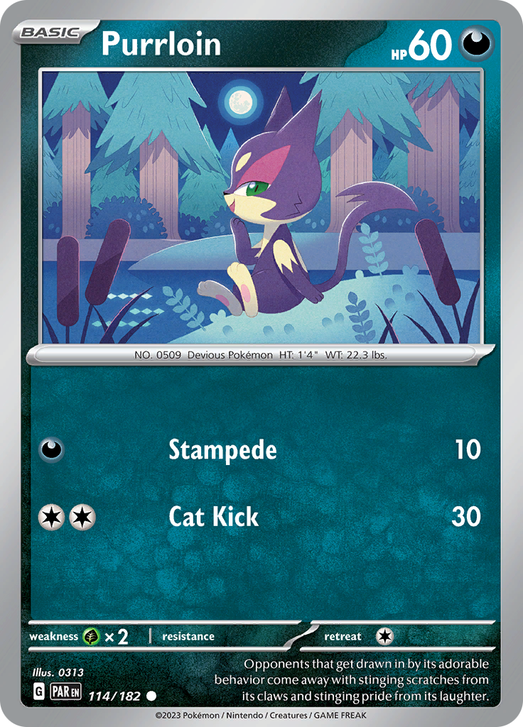 Purrloin (114/182) [Scarlet & Violet: Paradox Rift] | Jomio and Rueliete's Cards and Comics
