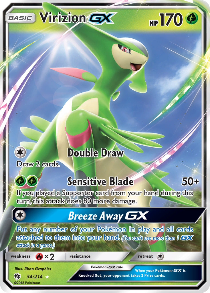 Virizion GX (34/214) [Sun & Moon: Lost Thunder] | Jomio and Rueliete's Cards and Comics