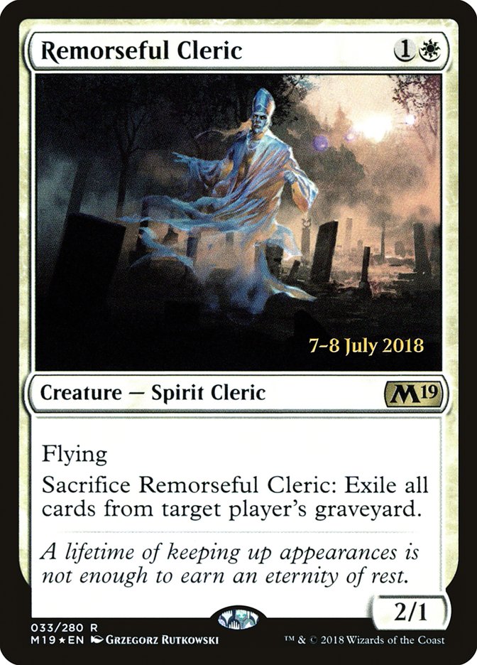 Remorseful Cleric [Core Set 2019 Prerelease Promos] | Jomio and Rueliete's Cards and Comics