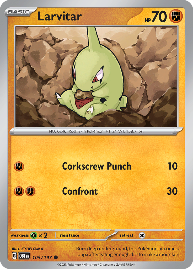 Larvitar (105/197) [Scarlet & Violet: Obsidian Flames] | Jomio and Rueliete's Cards and Comics