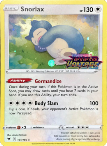 Snorlax (131/185) [Sword & Shield: Black Star Promos] | Jomio and Rueliete's Cards and Comics