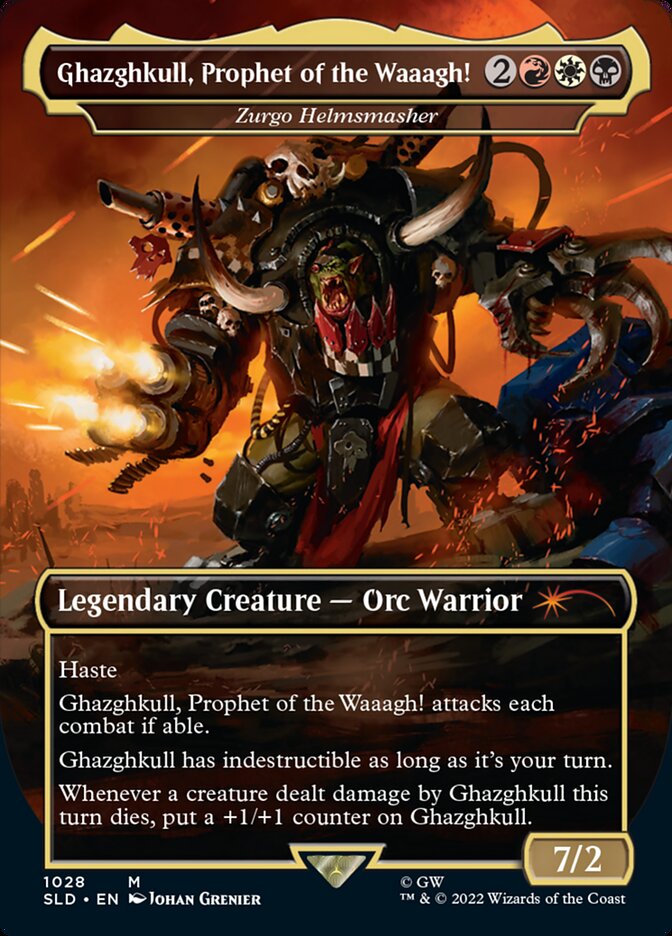 Ghazghkull, Prophet of the Waaagh! - Zurgo Helmsmasher (Borderless) [Secret Lair Drop Series] | Jomio and Rueliete's Cards and Comics