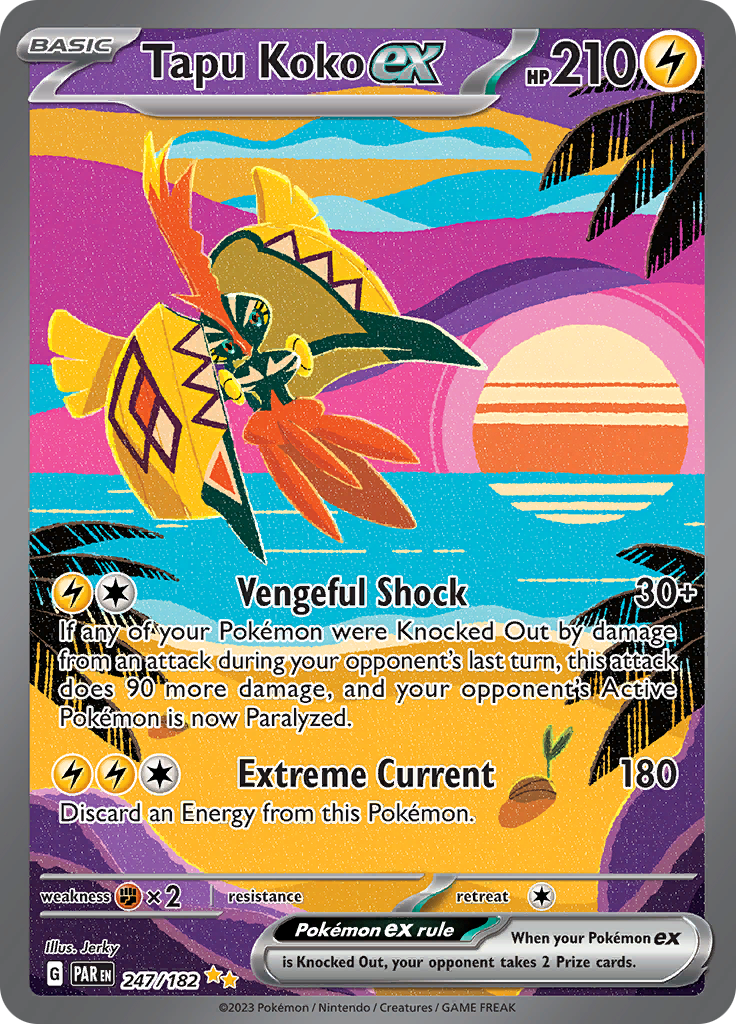 Tapu Koko ex (247/182) [Scarlet & Violet: Paradox Rift] | Jomio and Rueliete's Cards and Comics