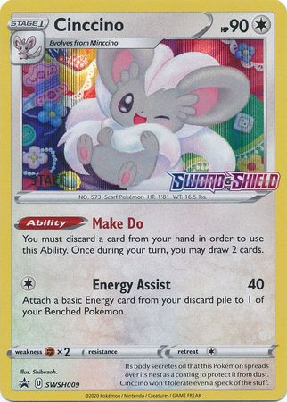 Cinccino (SWSH009) (Staff Prerelease Promo) [Sword & Shield: Black Star Promos] | Jomio and Rueliete's Cards and Comics
