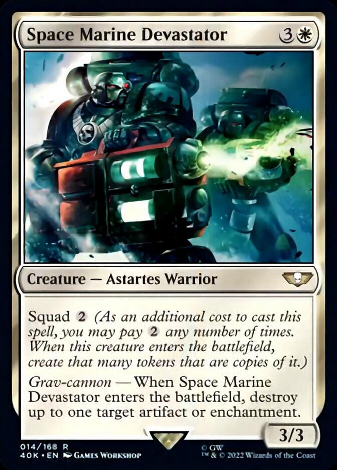 Space Marine Devastator (Surge Foil) [Warhammer 40,000] | Jomio and Rueliete's Cards and Comics