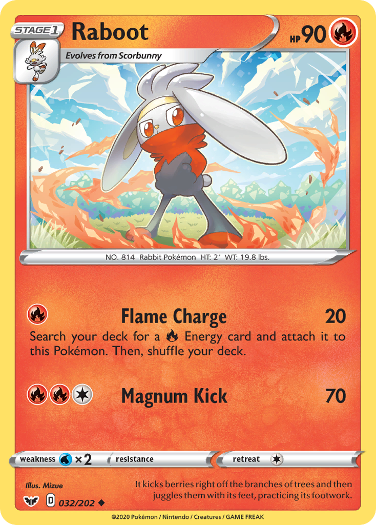 Raboot (032/202) [Sword & Shield: Base Set] | Jomio and Rueliete's Cards and Comics