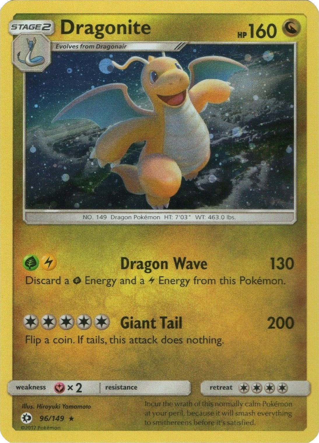 Dragonite (96/149) (Cosmos Holo) [Sun & Moon: Base Set] | Jomio and Rueliete's Cards and Comics