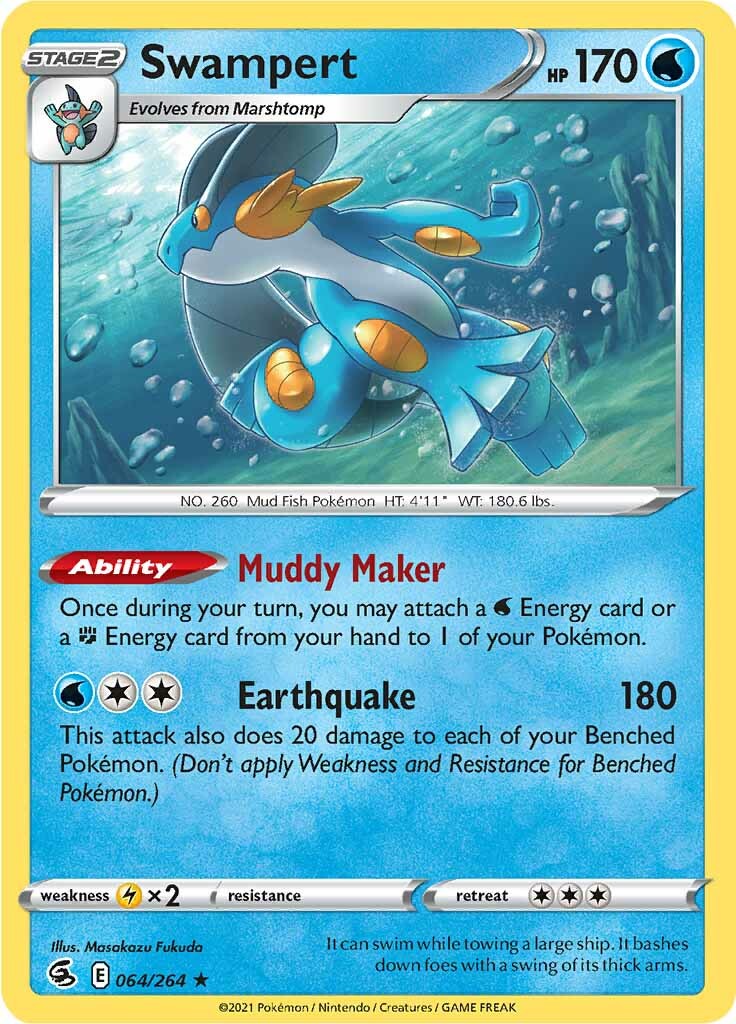 Swampert (064/264) [Sword & Shield: Fusion Strike] | Jomio and Rueliete's Cards and Comics