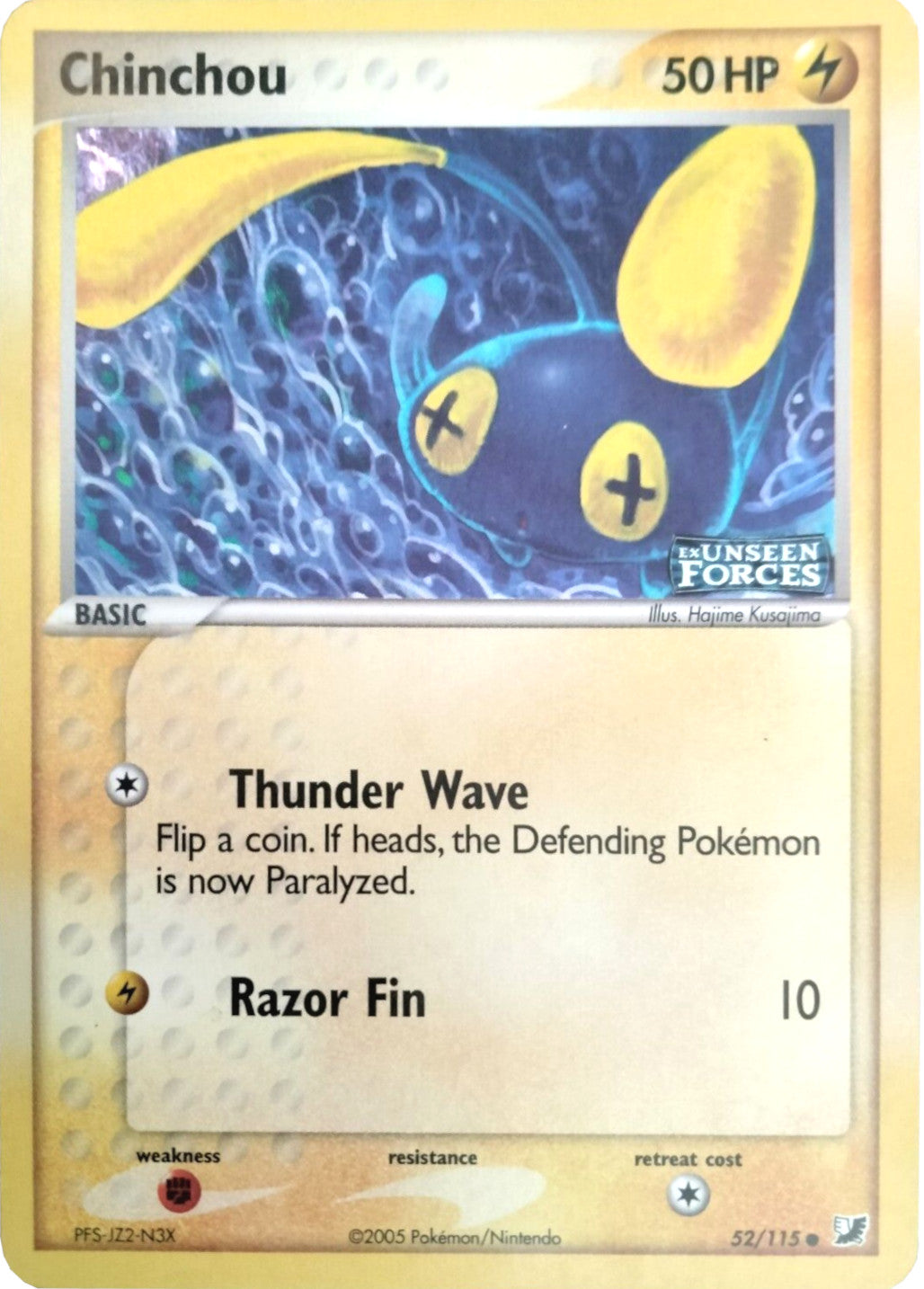 Chinchou (52/115) (Stamped) [EX: Unseen Forces] | Jomio and Rueliete's Cards and Comics