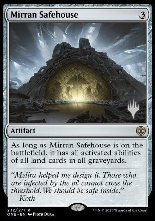 Mirran Safehouse (Promo Pack) [Phyrexia: All Will Be One Promos] | Jomio and Rueliete's Cards and Comics
