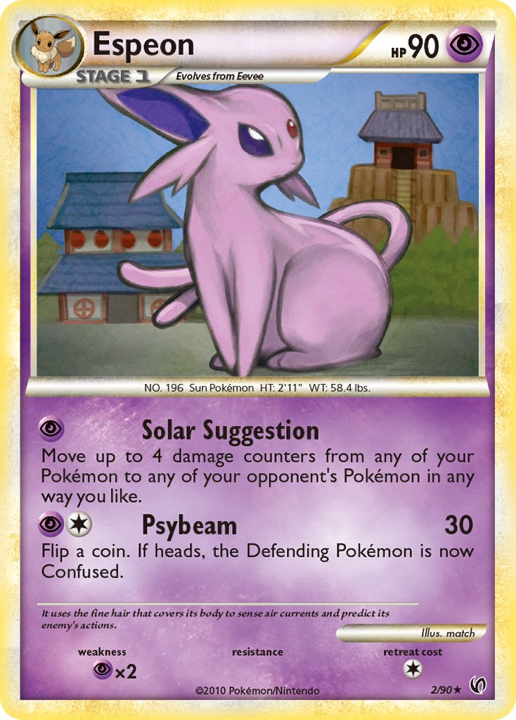 Espeon (2/90) (Cracked Ice Holo) (Theme Deck Exclusive) [HeartGold & SoulSilver: Unleashed] | Jomio and Rueliete's Cards and Comics