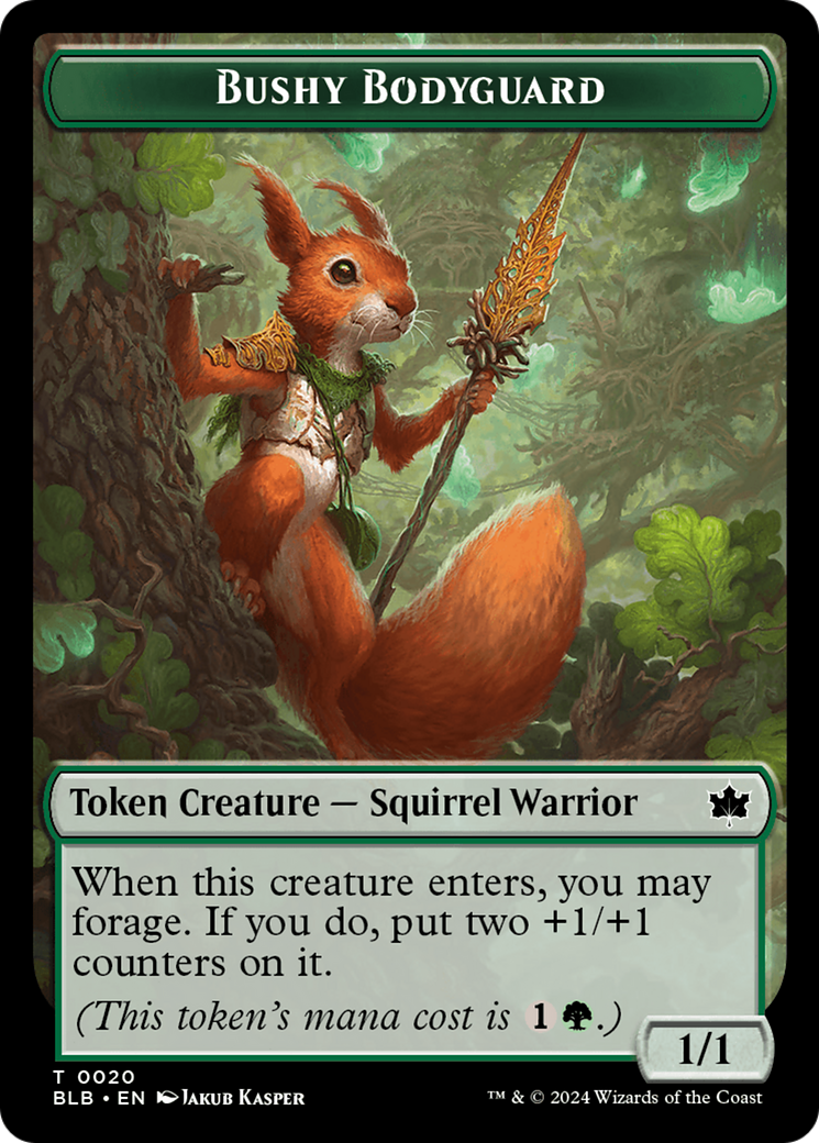 Emblem - Ral, Crackling Wit // Bushy Bodyguard Double-Sided Token [Bloomburrow Tokens] | Jomio and Rueliete's Cards and Comics