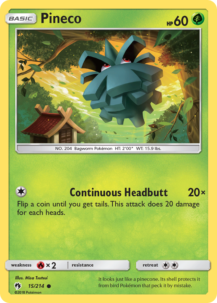 Pineco (15/214) [Sun & Moon: Lost Thunder] | Jomio and Rueliete's Cards and Comics