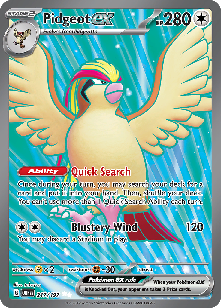 Pidgeot ex (217/197) [Scarlet & Violet: Obsidian Flames] | Jomio and Rueliete's Cards and Comics