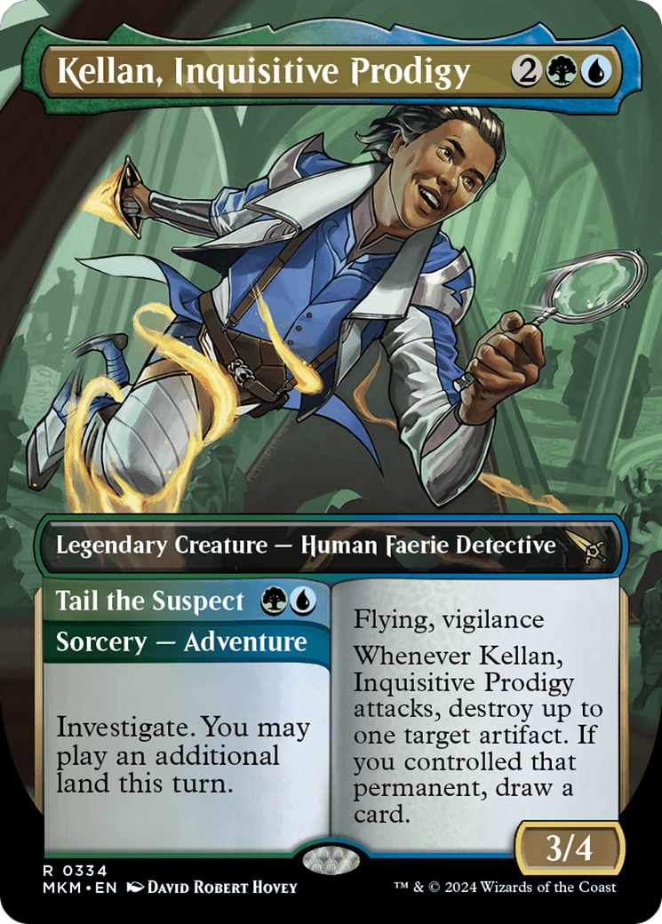 Kellan, Inquisitive Prodigy // Tail the Suspect (Borderless) [Murders at Karlov Manor] | Jomio and Rueliete's Cards and Comics