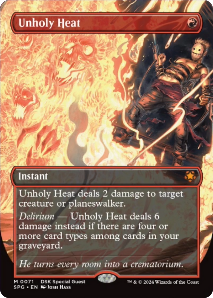 Unholy Heat (Borderless) [Duskmourn: House of Horror Special Guests] | Jomio and Rueliete's Cards and Comics