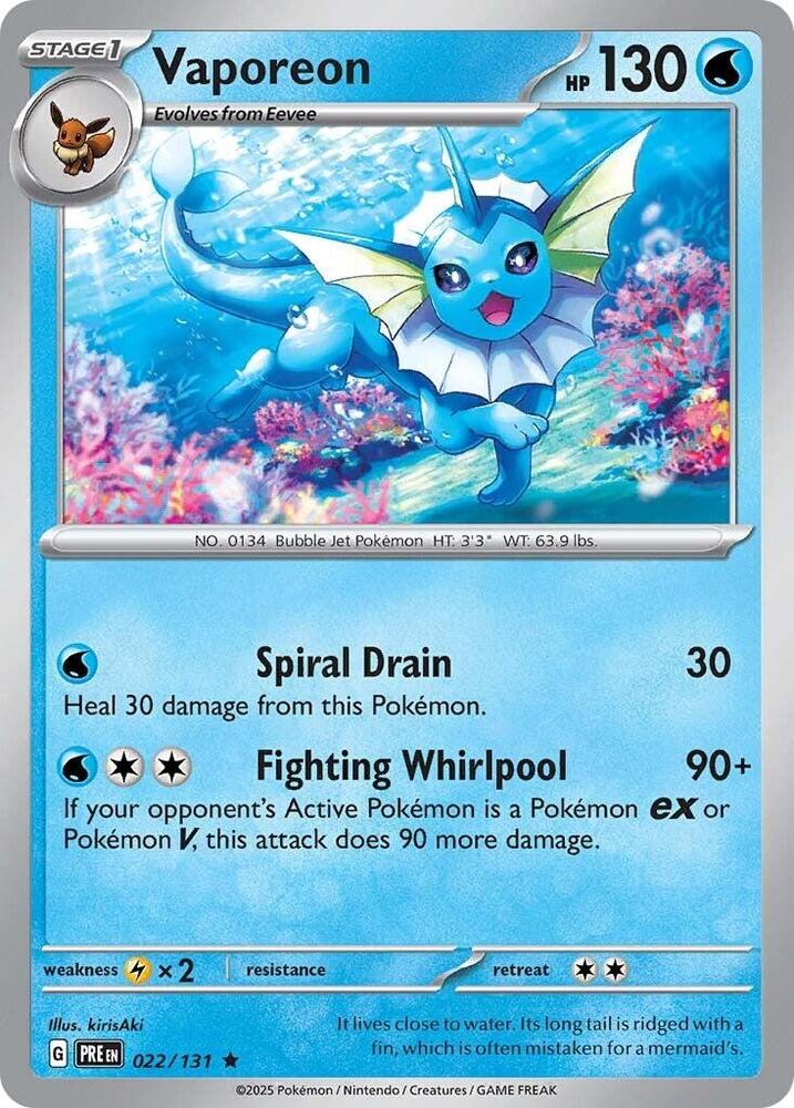 Vaporeon (022/131) [Scarlet & Violet: Prismatic Evolutions] | Jomio and Rueliete's Cards and Comics