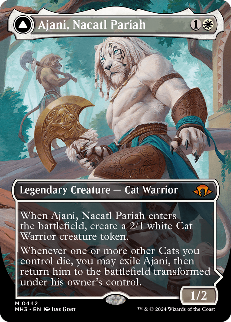 Ajani, Nacatl Pariah // Ajani, Nacatl Avenger (Borderless) [Modern Horizons 3] | Jomio and Rueliete's Cards and Comics