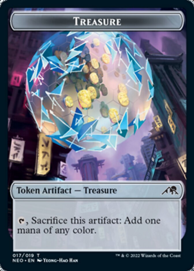 Spirit (002) // Treasure Double-Sided Token [Kamigawa: Neon Dynasty Tokens] | Jomio and Rueliete's Cards and Comics