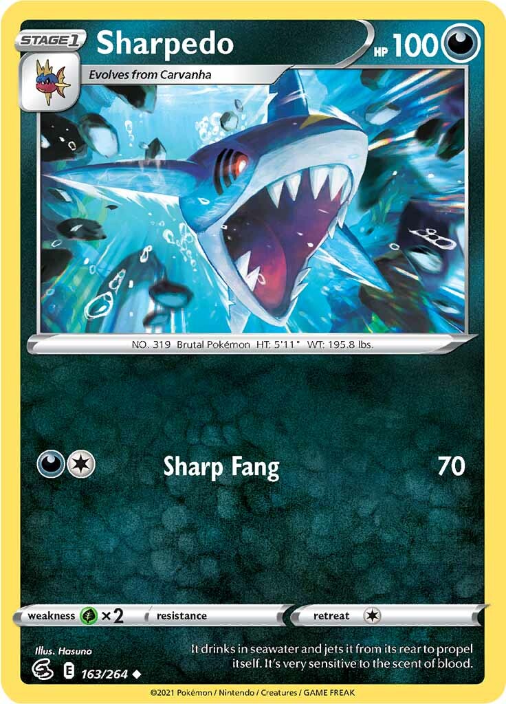 Sharpedo (163/264) [Sword & Shield: Fusion Strike] | Jomio and Rueliete's Cards and Comics