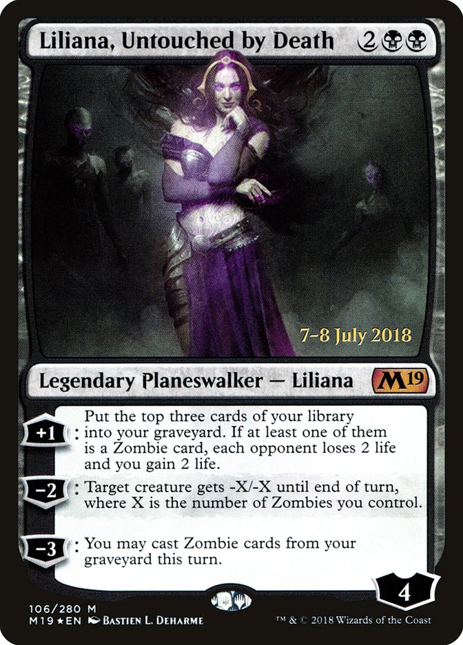 Liliana, Untouched by Death [Core Set 2019 Prerelease Promos] | Jomio and Rueliete's Cards and Comics
