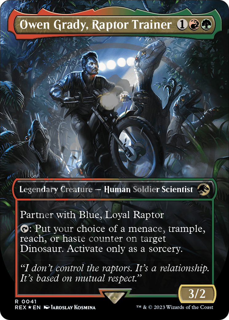 Owen Grady, Raptor Trainer (Emblem) (Borderless) [Jurassic World Collection Tokens] | Jomio and Rueliete's Cards and Comics