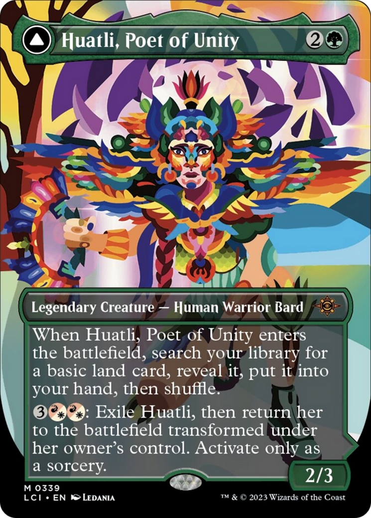 Huatli, Poet of Unity // Roar of the Fifth People (Borderless) [The Lost Caverns of Ixalan] | Jomio and Rueliete's Cards and Comics