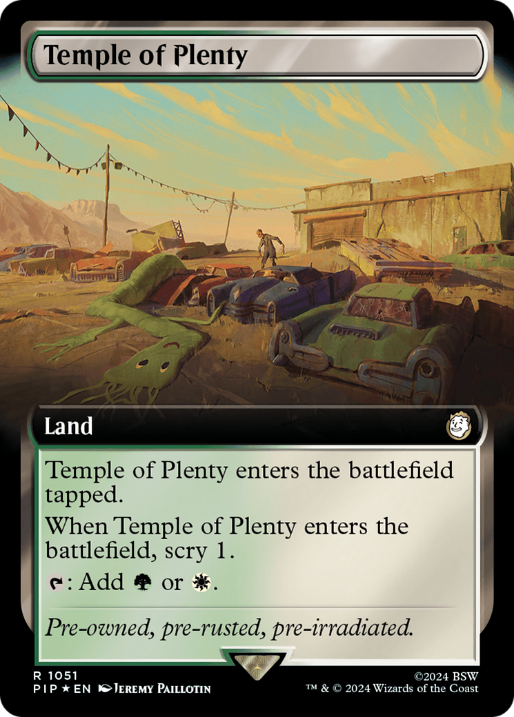 Temple of Plenty (Extended Art) (Surge Foil) [Fallout] | Jomio and Rueliete's Cards and Comics