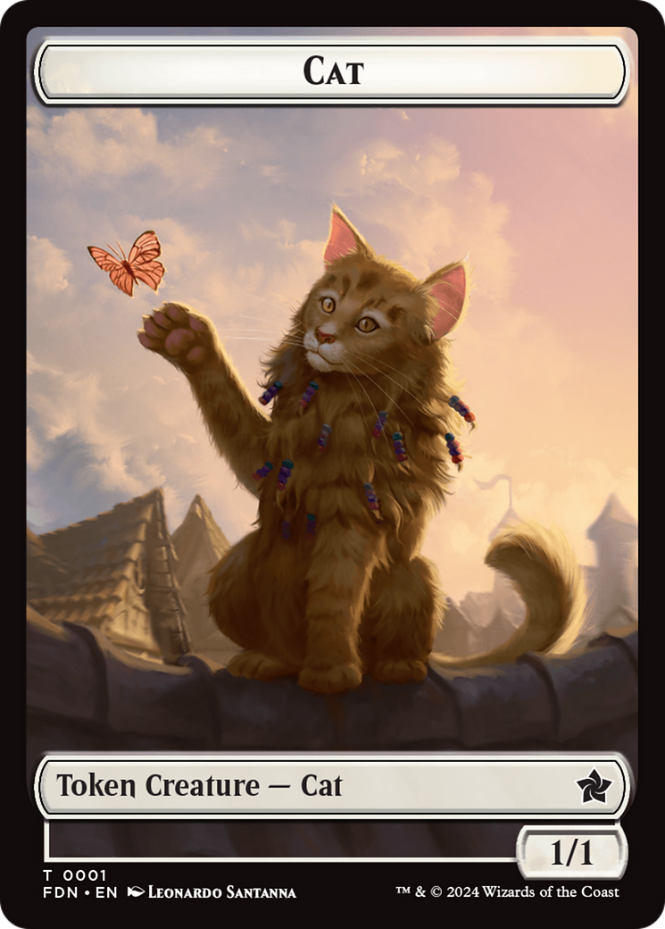 Cat (0001) // Cat (0002) Doubled-Sided Token [Foundations Tokens] | Jomio and Rueliete's Cards and Comics