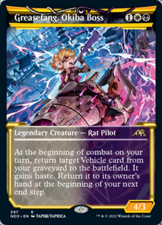 Greasefang, Okiba Boss (Showcase Soft Glow) [Kamigawa: Neon Dynasty] | Jomio and Rueliete's Cards and Comics