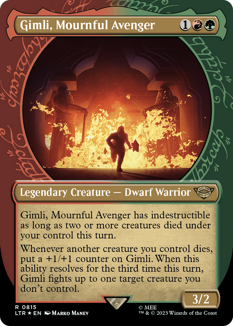 Gimli, Mournful Avenger (Showcase) (Surge Foil) [The Lord of the Rings: Tales of Middle-Earth] | Jomio and Rueliete's Cards and Comics