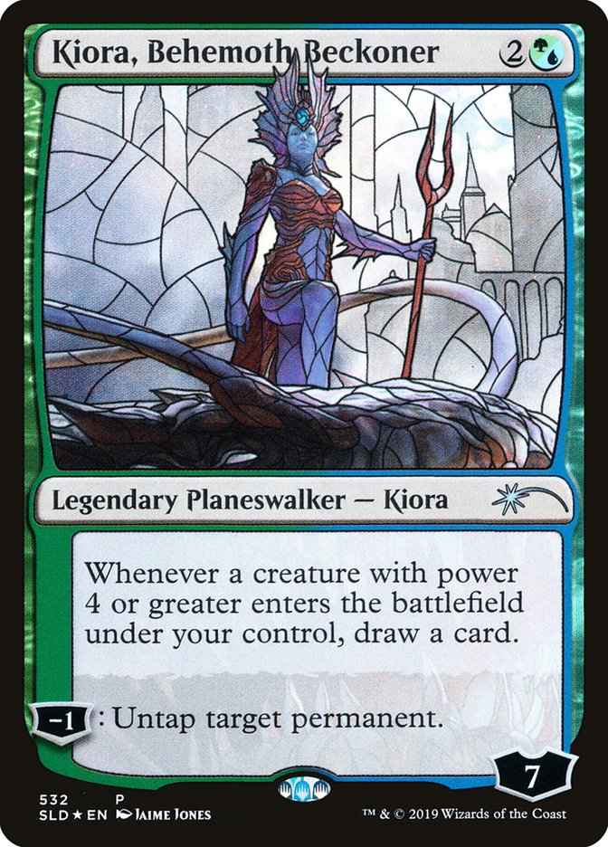 Kiora, Behemoth Beckoner (Stained Glass) [Secret Lair Drop Promos] | Jomio and Rueliete's Cards and Comics