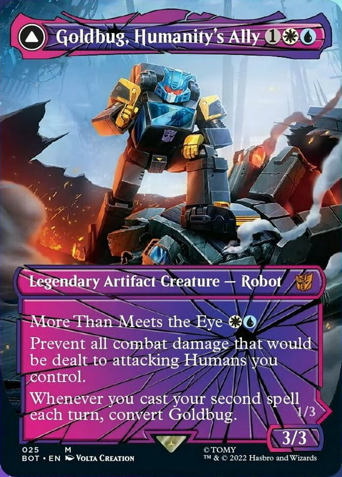 Goldbug, Humanity's Ally // Goldbug, Scrappy Scout (Shattered Glass) [Transformers] | Jomio and Rueliete's Cards and Comics