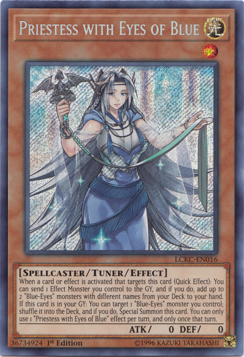 Priestess with Eyes of Blue [LCKC-EN016] Secret Rare | Jomio and Rueliete's Cards and Comics