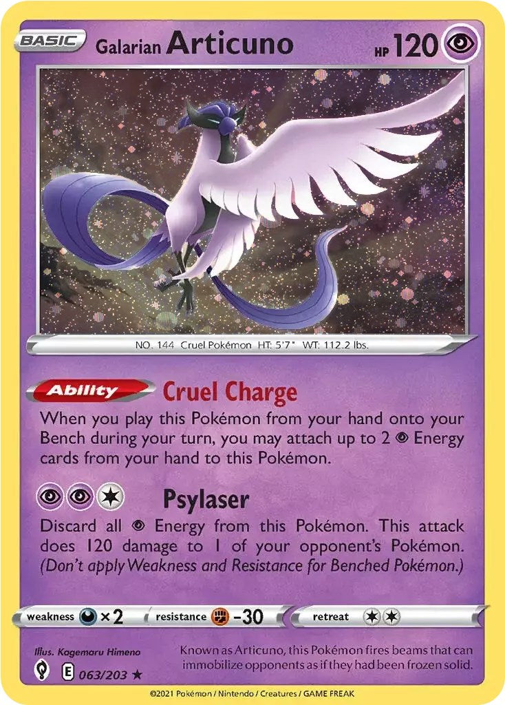 Galarian Articuno (063/203) (Cosmos Holo) [Sword & Shield: Evolving Skies] | Jomio and Rueliete's Cards and Comics