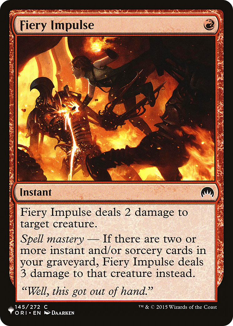 Fiery Impulse [The List] | Jomio and Rueliete's Cards and Comics