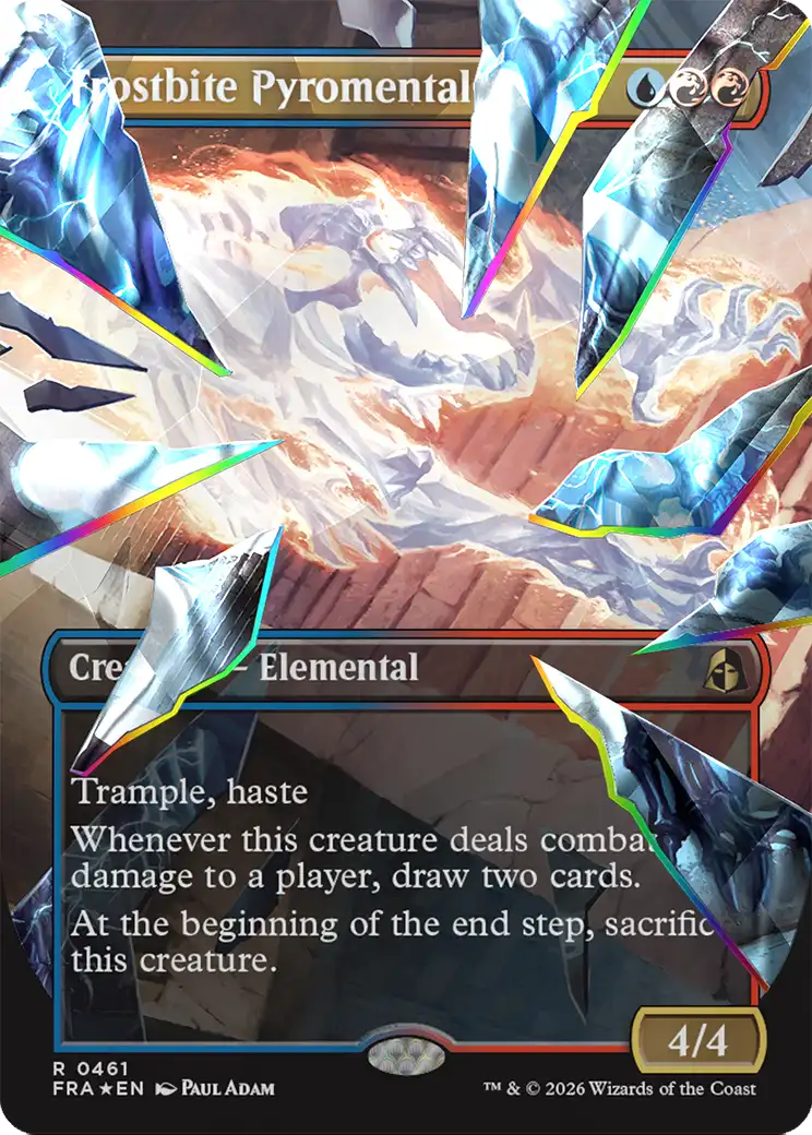 Frostbite Pyromental (Borderless) (Facet Foil) [Reality Fracture] | Jomio and Rueliete's Cards and Comics
