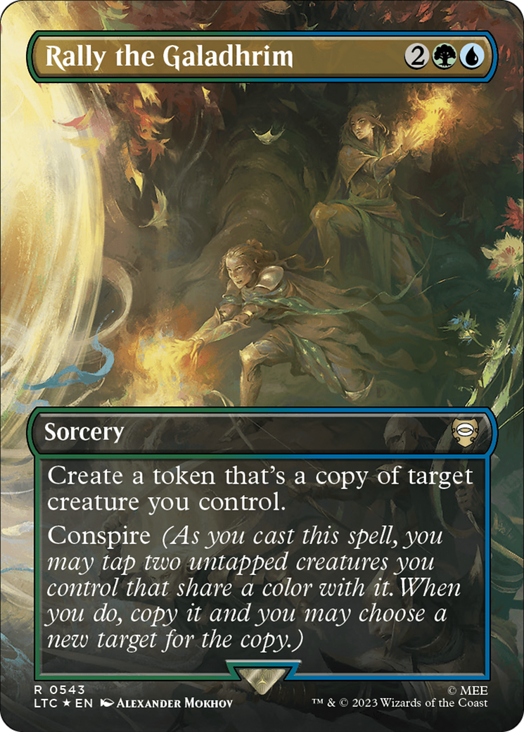Rally the Galadhrim (Borderless) (Surge Foil) [The Lord of the Rings: Tales of Middle-Earth Commander] | Jomio and Rueliete's Cards and Comics