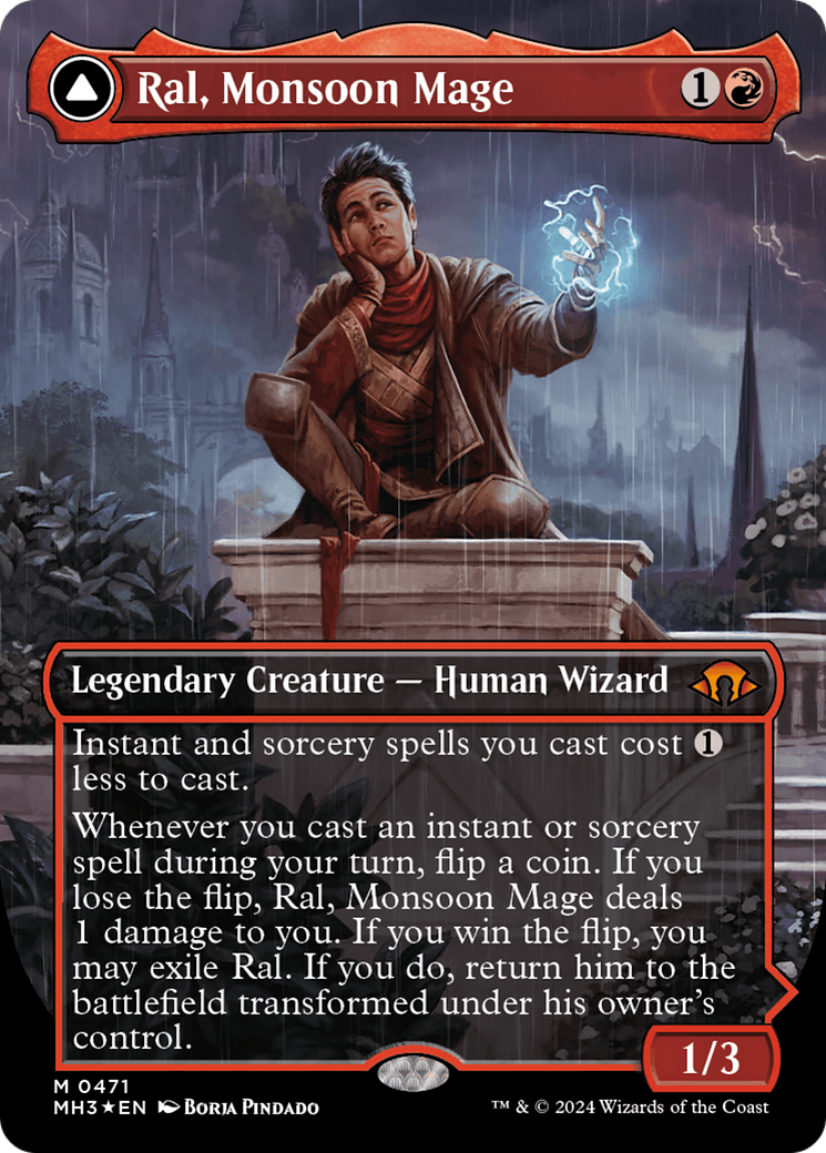 Ral, Monsoon Mage // Ral, Leyline Prodigy (Borderless) (Textured Foil) [Modern Horizons 3] | Jomio and Rueliete's Cards and Comics