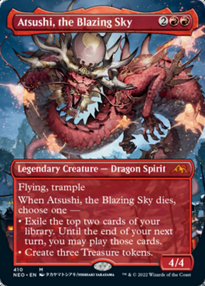 Atsushi, the Blazing Sky (Borderless Alternate Art) [Kamigawa: Neon Dynasty] | Jomio and Rueliete's Cards and Comics