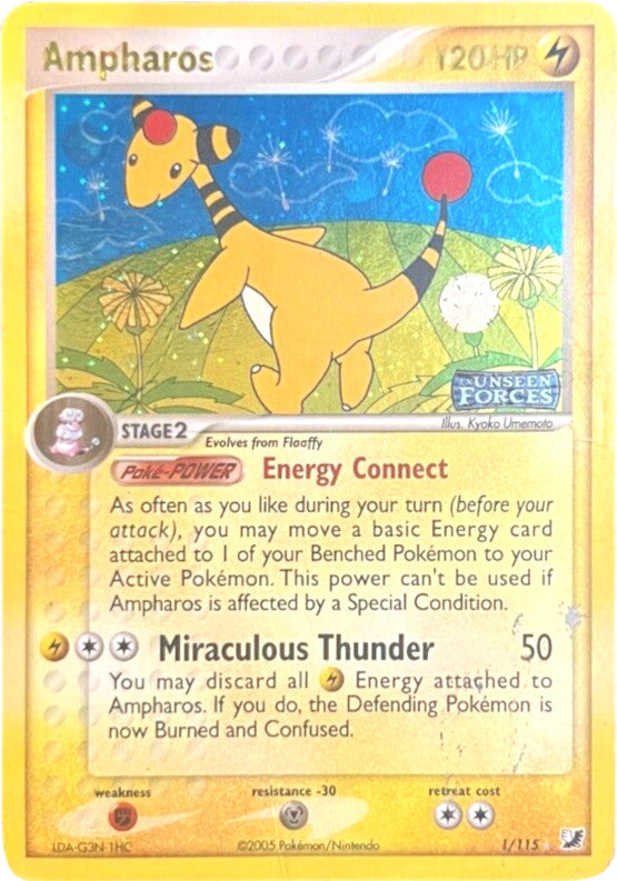 Ampharos (1/115) (Stamped) [EX: Unseen Forces] | Jomio and Rueliete's Cards and Comics