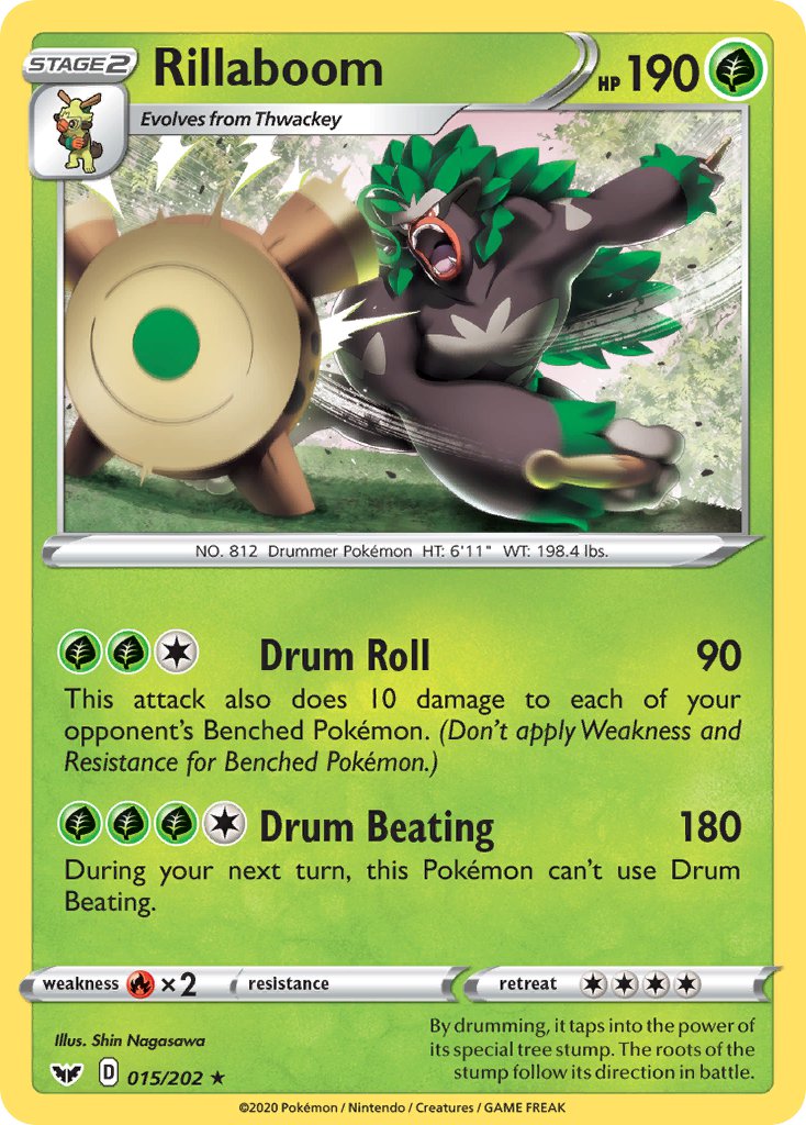 Rillaboom (015/202) (Cracked Ice Holo) (Theme Deck Exclusive) [Sword & Shield: Base Set] | Jomio and Rueliete's Cards and Comics