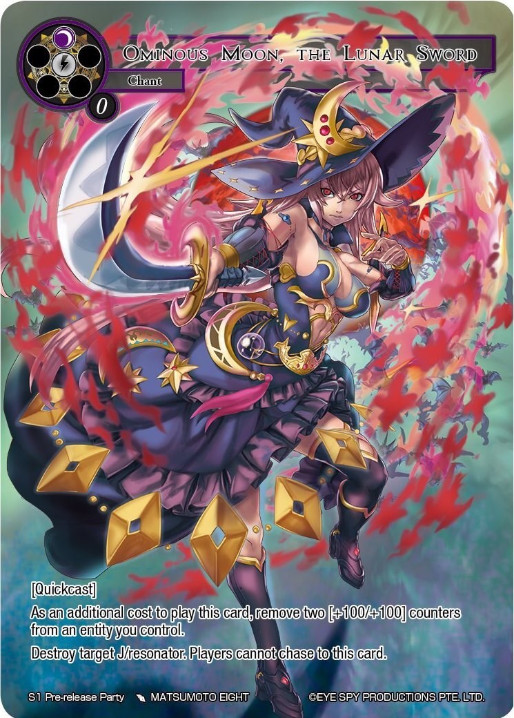 Ominous Moon, the Lunar Sword (S1 Pre-release Party) [Promo Cards] | Jomio and Rueliete's Cards and Comics